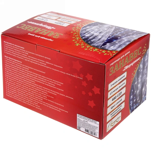 Гирлянда для дома ЗАНАВЕС Мерцание ш3,0 в2,5 м 480 ламп LED, прозрачпров, авторежим, IP-20, Синий (возможность соединения)_9