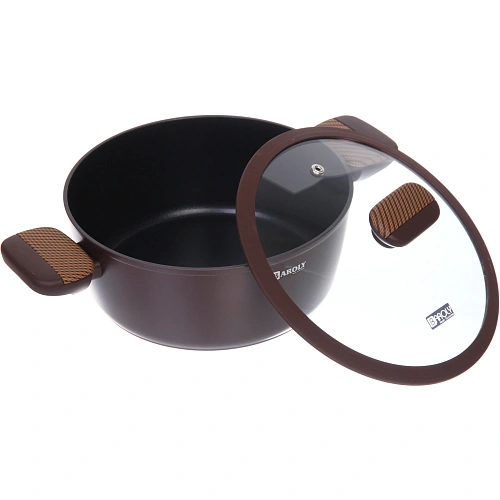 Кастрюля BAROLY CHOCOLATE 34л, индукция, стеклянная крышка_4