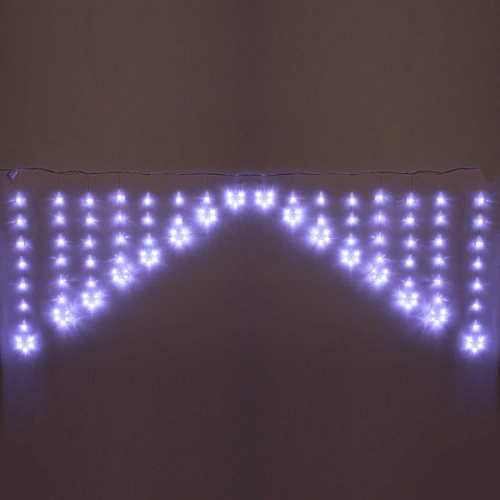 Гирлянда для дома БАХРОМА 2,5м10,1м 136 ламп LED, с насадками Снежинка, IP-20, Белый (возможность соединения)_3