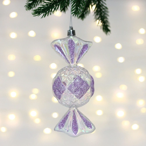 Елочная игрушка "Сладкая конфетка" 6,3*6,3*15 см, Фиолетовый