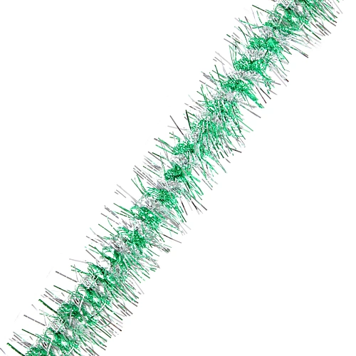 Мишура "Огонёк"  2 м 9 см, Серебро/Зеленый