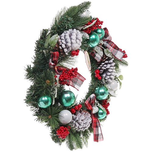 Венок хвойный новогодний Рождественский день 50 см, резина, леска, ПВХ (SSQ1914A-50)_3