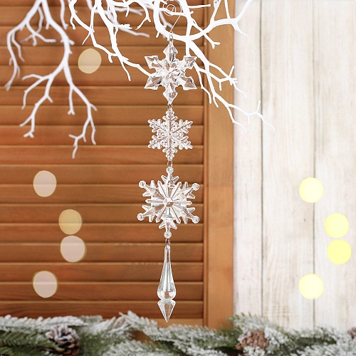 Подвеска "Волшебная снежинки" 32 см, Прозрачный