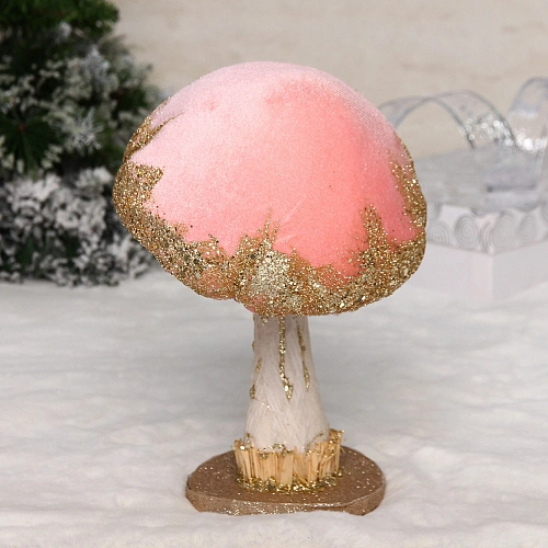 Фигурка новогодняя "Сказочный грибочек" 17*16*26 см, Розовый