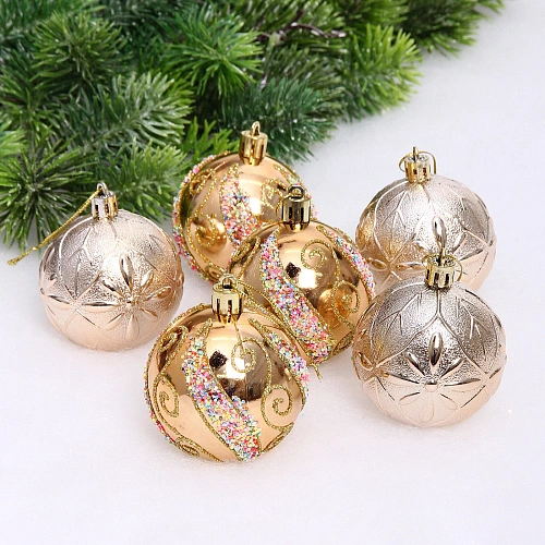 Набор шаров "Шарм" 6 см (в наборе 6 шт), Янтарь