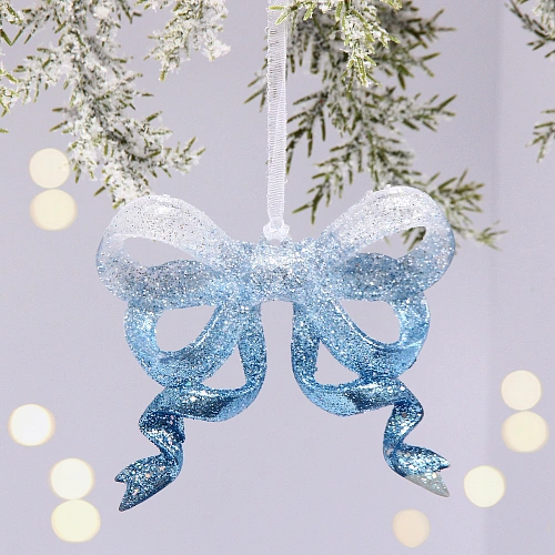 Подвеска "Изящный бант" 8 см, Белый/Голубой