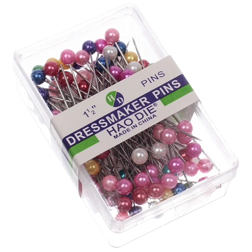 Булавки портновские в контейнере 80шт "Favorite Hous", разноцветные, 4*37мм✦