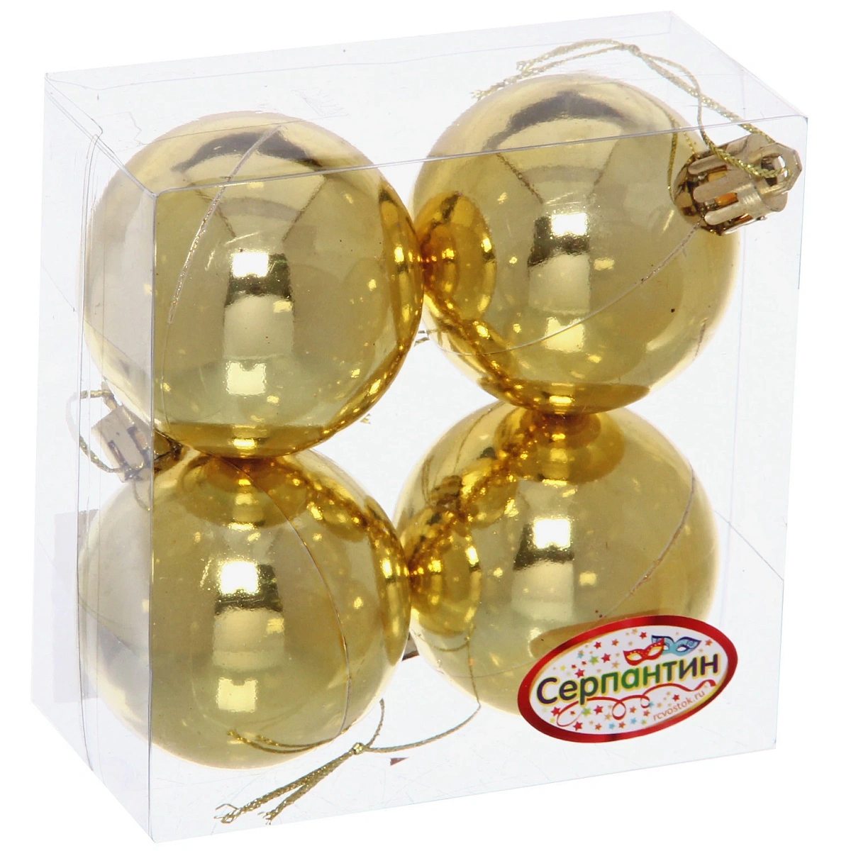 Новогодние шары 5 см (набор 4 шт) "Глянец", золотой