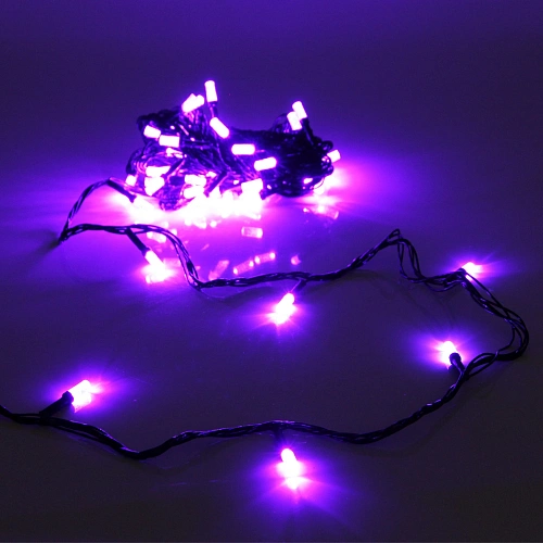Гирлянда для дома НИТЬ "Хрусталь" 8 м 50 ламп LED, черный пров,IP-40. 8 режимов, Фиолетовый (возможность соединения)