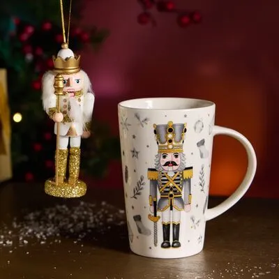 Набор подарочный "ЩЕЛКУНЧИК" (кружка фарфор 385мл+ёлочная игрушка) золотой в под.уп