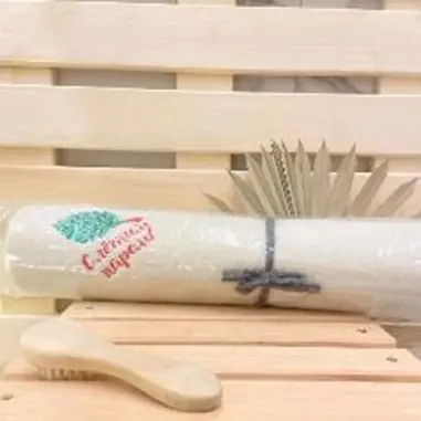 Лежак банный с вышивкой "С легким паром (веник)". цвет белый, без упаковки, 150*50см