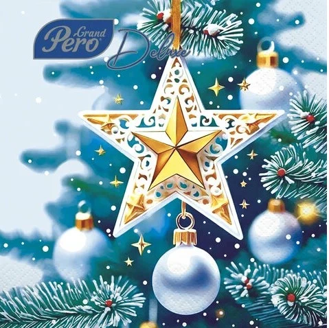 Салфетки бумажные 33*33 GrandPero Deluxe Кремлевская звезда, 3 слоя, 20л