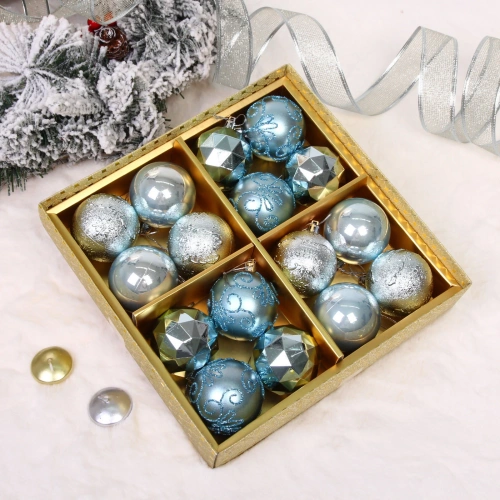 Новогодние шары "Зимняя вечеринка" 6 см (набор 16 шт), Голубой