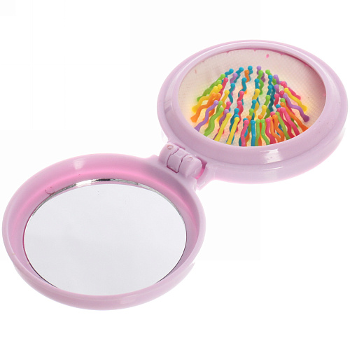 Расческа массажная складная Barbariska с зеркалом, русалочка, цвет фиолетовый, d-7см_7