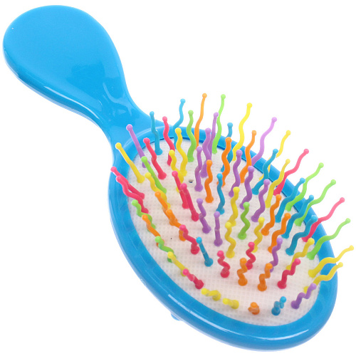 Расчёска массажная детская Little darling, Милая Аннет, цвет голубой, разноцветные зубчики, 13,86см (пакет с подвесом)_4