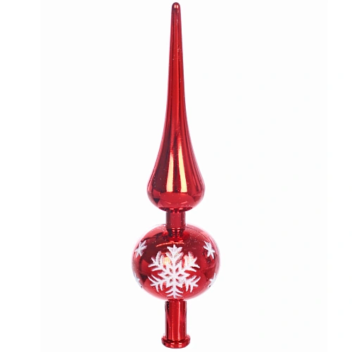 Верхушка на ёлку 23 см Снежинка, Красныйбелый_6