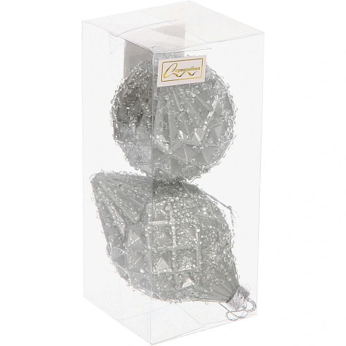 Ёлочные игрушки VERSAILLES Ледяная капля 126 см (набор 2 шт), Серебро_5