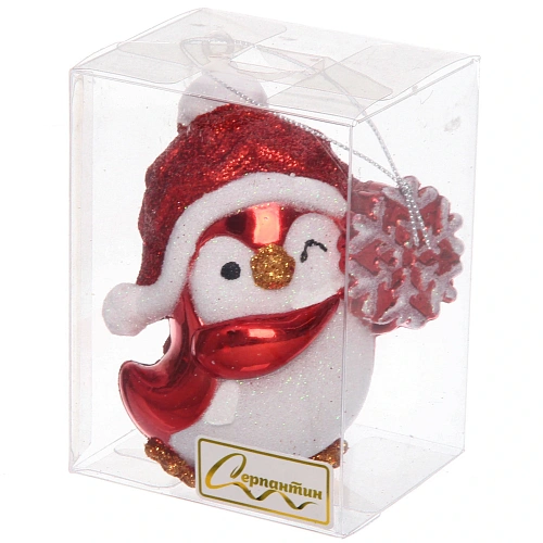 Ёлочная игрушка Весёлый пингвинёнок 8695 см, Красный_4