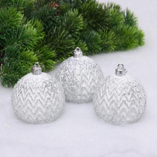 Новогодние шары VERSAILLES "Антарес" 8 см (набор 3 шт), Серебро