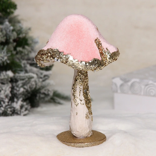 Фигурка новогодняя "Сказочный грибочек" 12*12*18,5 см, Розовый