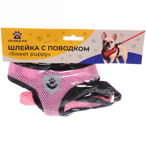 Шлейка с поводком 118см Sweet puppy размер L, цвет розовый Ultramarine_6