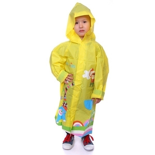 Дождевик-плащ детский Веселые приключения-Слоник с капюшоном,регулирманжет, цвет желтый, размер L(7852см) ДоброСад_8