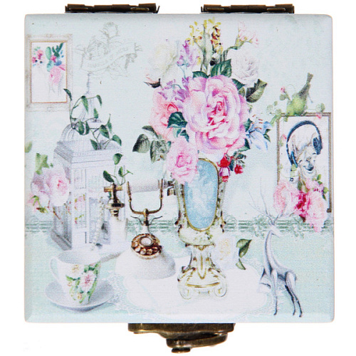 Шкатулка деревянная с зеркалом МАРЦИПАН, пудровые пионы, 656545см (в коробке)_6