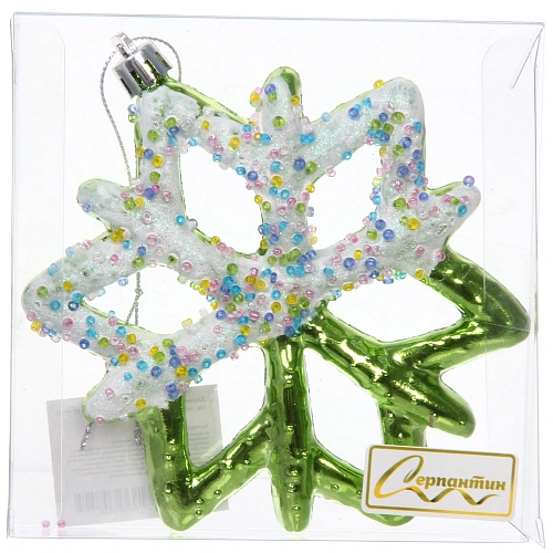 Елочная игрушка Зимняя снежинка 10112 см, зеленый_7