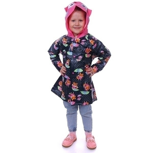 Дождевик-плащ детский Волшебные звери-Лисичка с капюшоном, на кнопках, размер L(6644см) ДоброСад_7