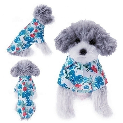 Рубашка для собак и кошек малых и средних пород СТИЛЬНЫЙ БРО, принт пальмовые листья, размер M, (лейбл)_7