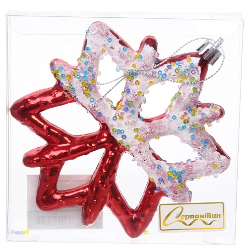 Елочная игрушка Зимняя снежинка 10112 см, красный_7