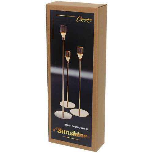 Подсвечники SUNSHINE 22 2732 см (набор 3 шт), Золото_4