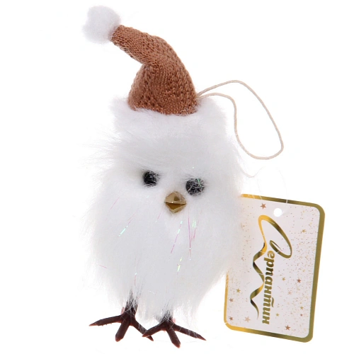 Подвеска Совушка в зимнем колпачке 12 см (в ассортименте), Шампань_5