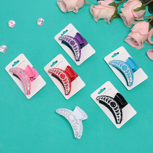 Заколка-краб для волос на блистере Emily Collection - Lily, микс 6 цветов, 7,5см _3