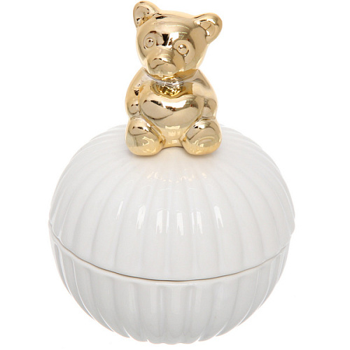 Шкатулка керамическая GOLD Podarok, мишка, цвет белый, 1193см (в инд коробке)_3