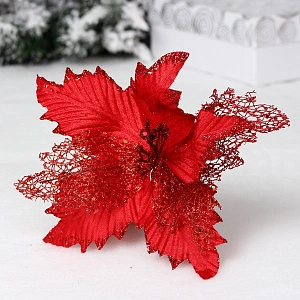 Украшение новогоднее "Пуансеттия - Сказка" 23 см, Красный