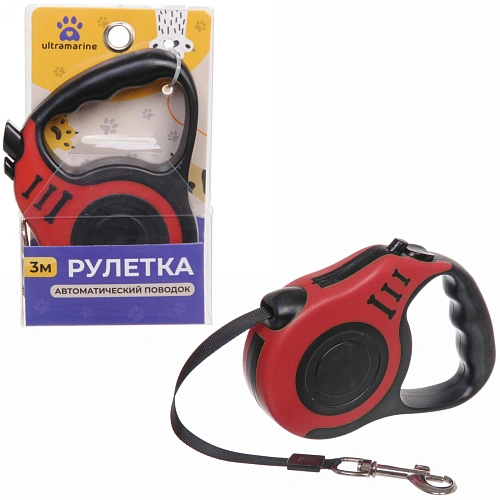 Поводок-рулетка "Дог" 3м до 15кг цвет красный✦