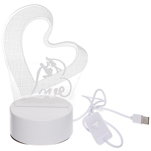 Светильник ночник 3D-Чувства на пластиковой подставке, с включателем USB_2