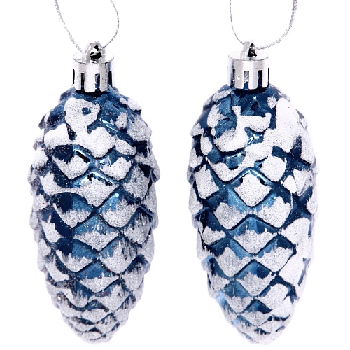 Ёлочные игрушки Таинственное очарование Шишки 9 см (набор 2шт), сапфир_14