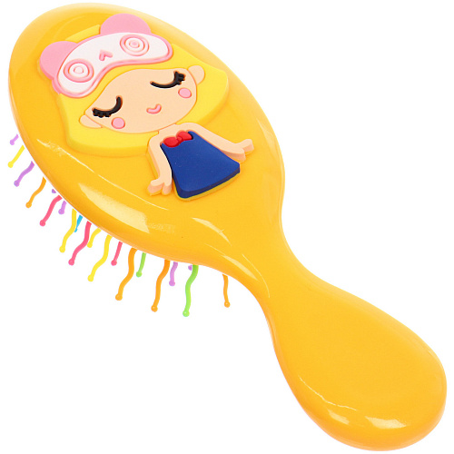 Расчёска массажная детская Little darling, Милая Аннет, цвет жёлтый, разноцветные зубчики, 13,86см (пакет с подвесом)_4