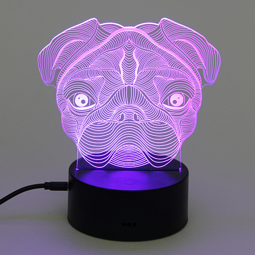 Светильник ночник 3D-Пёсик на пластиковой подставке, с включателем USB_9