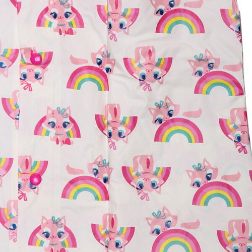 Дождевик-плащ детский Волшебные звери-Радужный котенок с капюшоном, на кнопках, размер M(5742см) ДоброСад_4