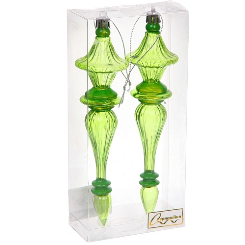 Елочные украшения Изящные переливы 454519 см (набор 2 шт), Зеленый_2