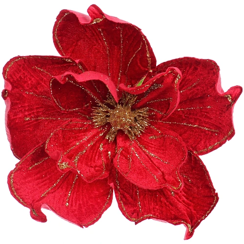 Украшение новогоднее Пуансеттия - Мерцание 26 см, КрасныйЗолото_3