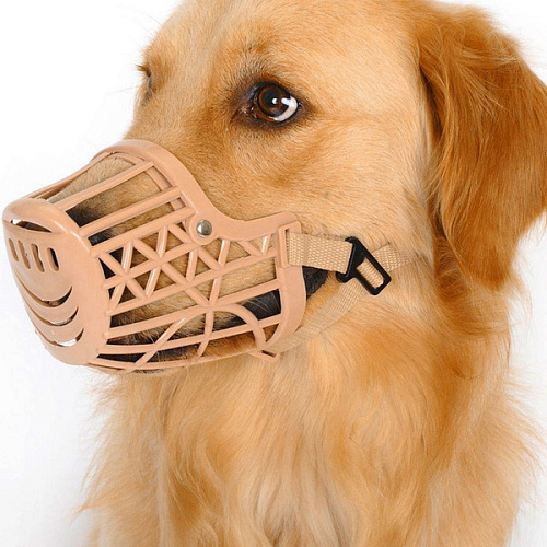 Намордник гуманный из гибкого пластика Мой Бро, цвет светло - бежевый, №6 (лейбл)_6