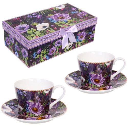Чайный набор 4 предмета "Цветочный сад" (2 кружи 230мл+2 блюдца) 