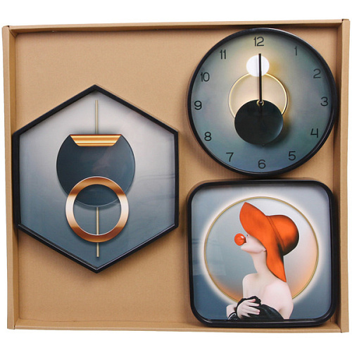 Часы настенные + пано 2шт  HOME STYLE Обольщение, черный корпус_23