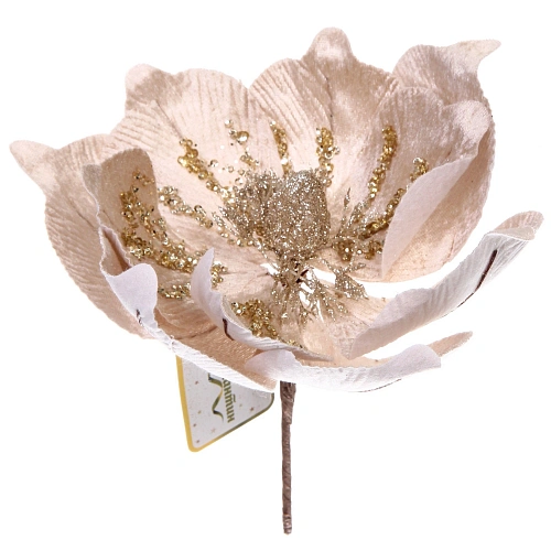 Украшение новогоднее Пуансеттия - Ночное сияние 25 см, Шампань_4