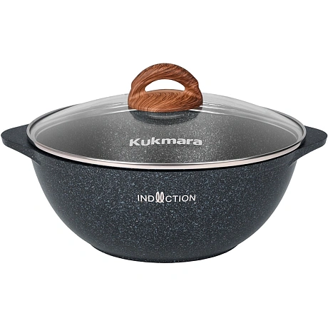 Казан 3,5л со стеклянной  крышкой, АП линия "Granit Ultra Induction" (blue)