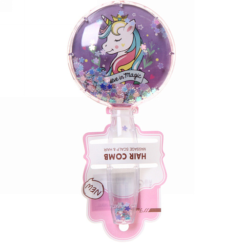 Расческа массажная Baby House Viki, микс 4 вида Единорожки, 1758см_4